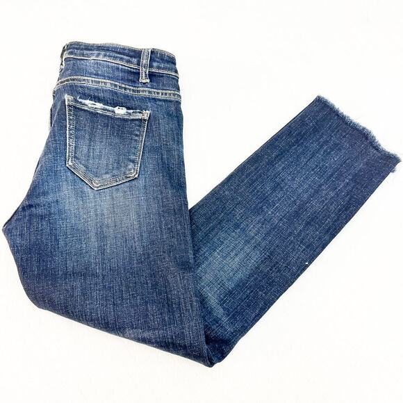 Nuee Dark Wash Indigo Wash Distressed Raw Hem Denim Jeans Size 27 - Picture 9 of 9